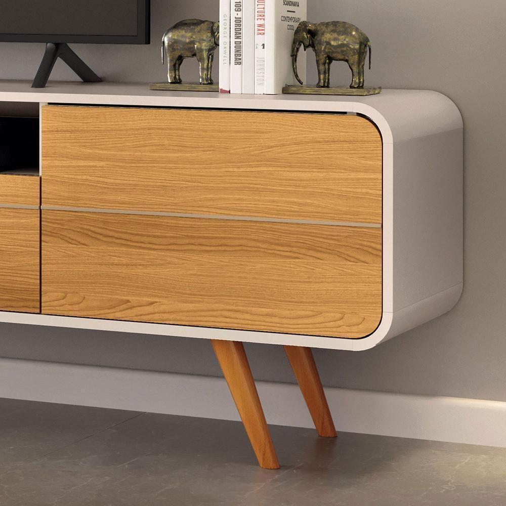 Rack Bancada época 2.2 Off White-cinamomo Para Tv Até 85? - Hb Móveis Off White-cinamomo - 4