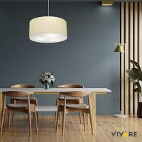 Lustre Pendente Cilíndrico Vivare Md-4320 Cúpula Em Tecido 50x25cm - Bivolt Algodão-crú 127/220v