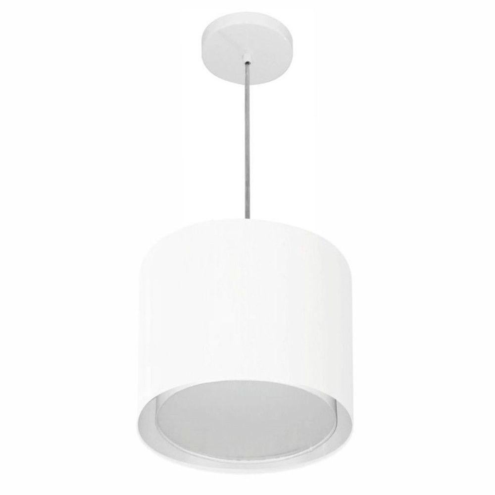 Lustre Pendente Cilíndrico Duplo Vivare Md-4284 Cúpula Em Tecido 30x30cm - Bivolt Branco 127/220v - 1