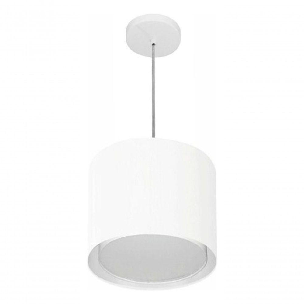 Lustre Pendente Cilíndrico Duplo Vivare Md-4284 Cúpula Em Tecido 30x30cm - Bivolt Branco 127/220v - 3