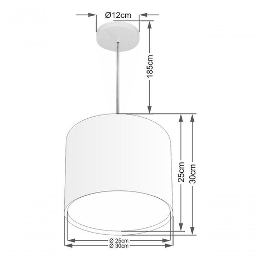 Lustre Pendente Cilíndrico Duplo Vivare Md-4284 Cúpula Em Tecido 30x30cm - Bivolt Branco 127/220v - 4