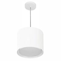Lustre Pendente Cilíndrico Duplo Vivare Md-4284 Cúpula Em Tecido 30x30cm - Bivolt Branco 127/220v - 1