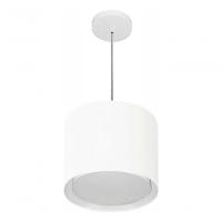 Lustre Pendente Cilíndrico Duplo Vivare Md-4284 Cúpula Em Tecido 30x30cm - Bivolt Branco 127/220v - 3