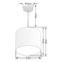 Lustre Pendente Cilíndrico Duplo Vivare Md-4284 Cúpula Em Tecido 30x30cm - Bivolt Branco 127/220v - 4