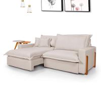 Sofá Retrátil Reclinável Zeus Com Molas Ensacadas No Assento Tecido Linho Cru 2,50m - 1