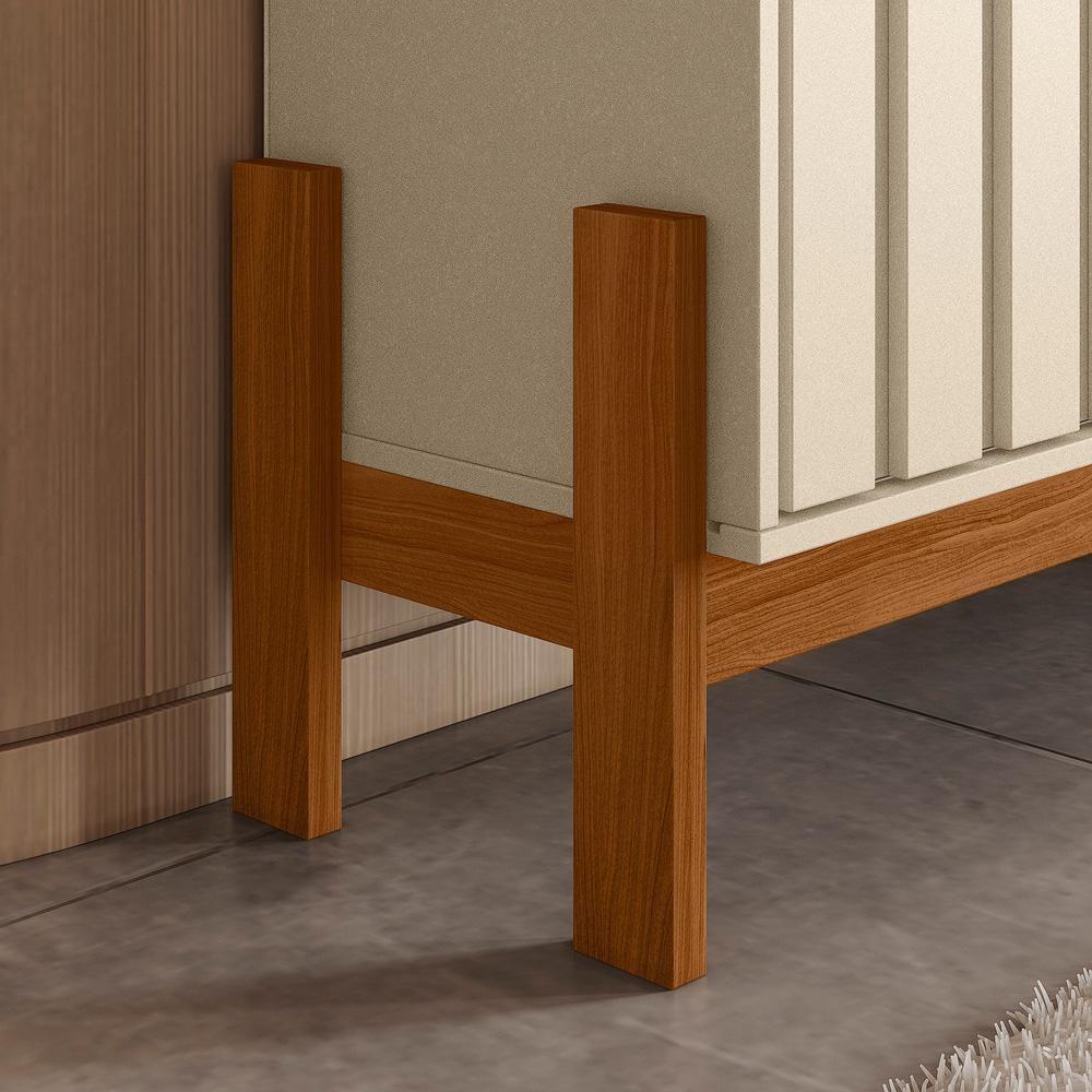 Rack Bancada New Aurora 188cm Pérola Metalizado-cinamomo Mel Para Tv Até 75 - Mobler Pérola Metalizado-cinamomo Mel - 2