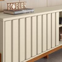 Rack Bancada New Aurora 188cm Pérola Metalizado-cinamomo Mel Para Tv Até 75 - Mobler Pérola Metalizado-cinamomo Mel - 3