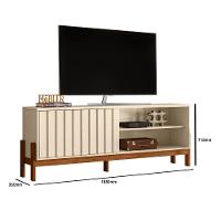 Rack Bancada New Aurora 188cm Pérola Metalizado-cinamomo Mel Para Tv Até 75 - Mobler Pérola Metalizado-cinamomo Mel - 6