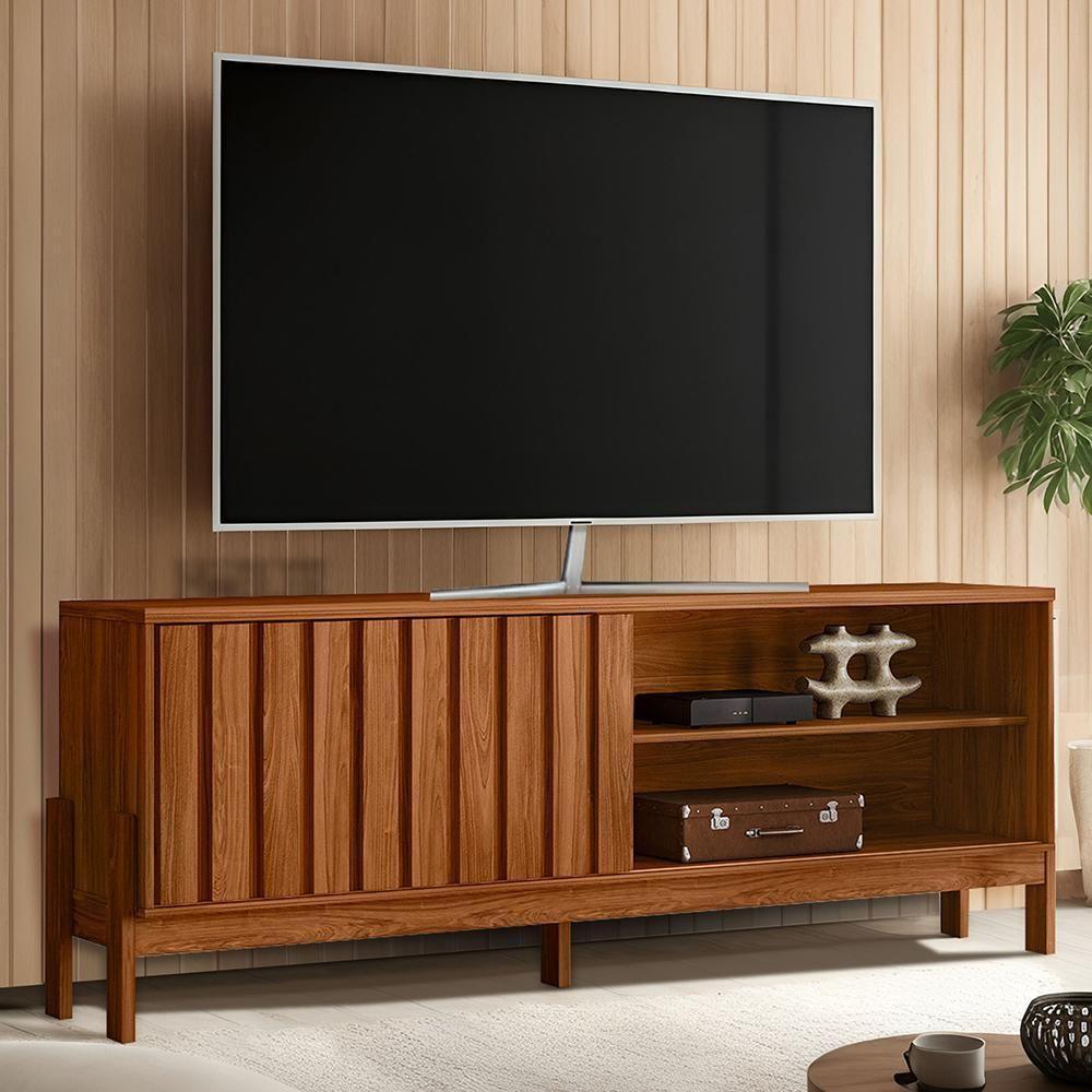 Rack Bancada New Aurora 188cm Cinamomo Mel Para Tv Até 75 - Mobler Cinamomo Mel - 2