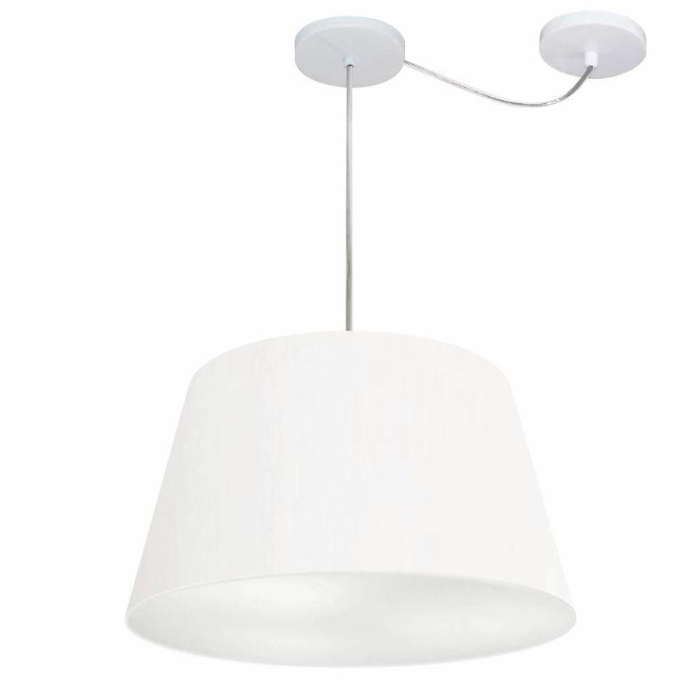 Lustre Pendente Cone Com Desvio De Centro Vivare Md-4279 Cúpula Em Tecido 30x40cm - Bivolt Branco 127/220v - 1