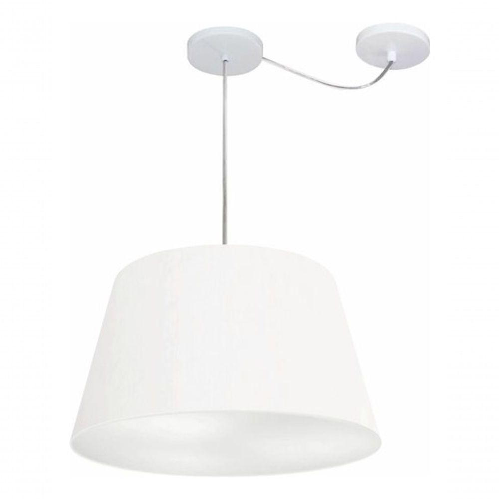Lustre Pendente Cone Com Desvio De Centro Vivare Md-4279 Cúpula Em Tecido 30x40cm - Bivolt Branco 127/220v - 3