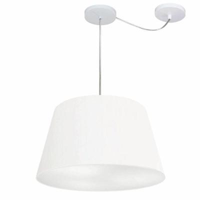 Lustre Pendente Cone Com Desvio De Centro Vivare Md-4279 Cúpula Em Tecido 30x40cm - Bivolt Branco 127/220v