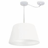 Lustre Pendente Cone Com Desvio De Centro Vivare Md-4279 Cúpula Em Tecido 30x40cm - Bivolt Branco 127/220v - 1