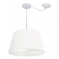 Lustre Pendente Cone Com Desvio De Centro Vivare Md-4279 Cúpula Em Tecido 30x40cm - Bivolt Branco 127/220v - 3