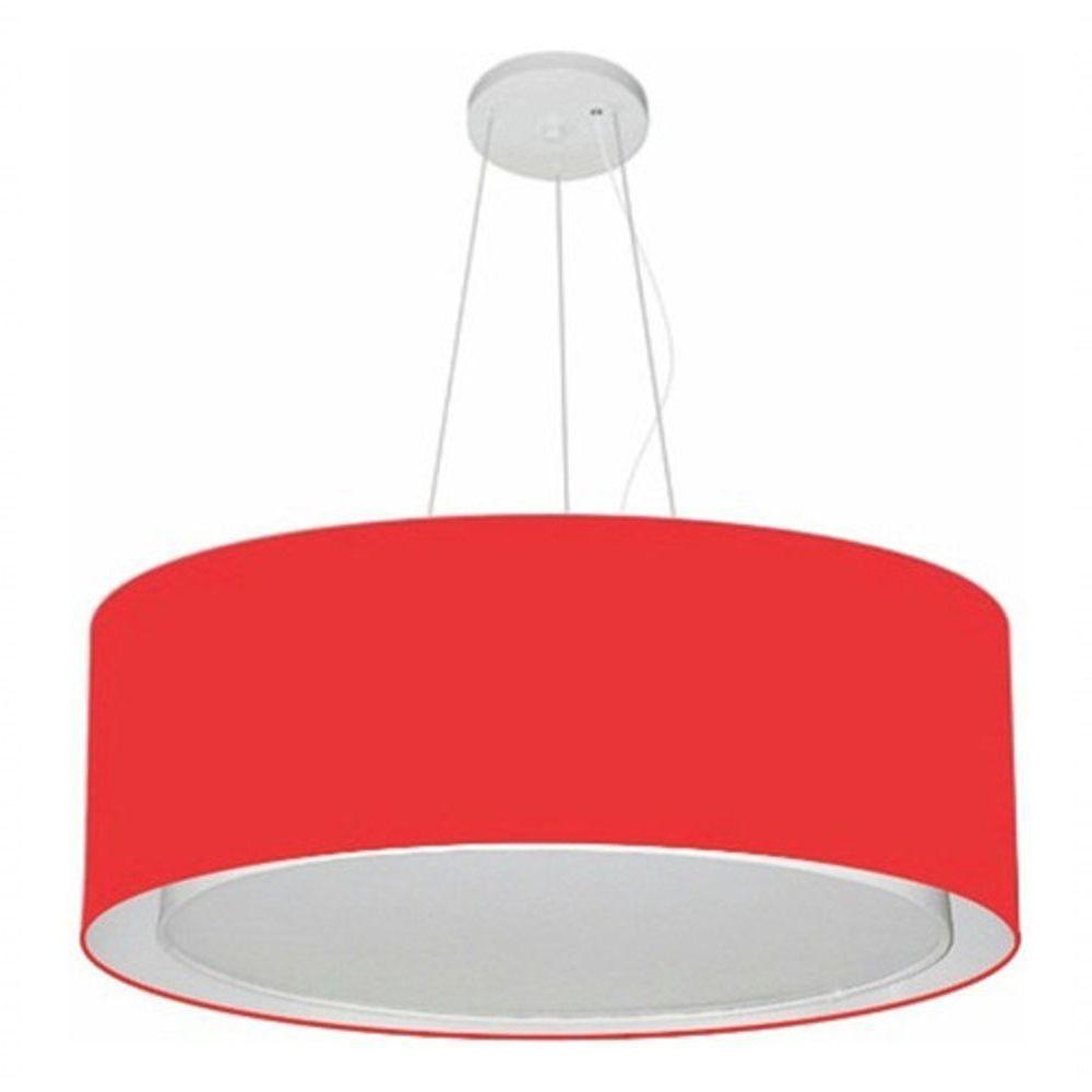 Lustre Pendente Cilíndrico Duplo Vivare Md-4126 Cúpula Em Tecido 80x30cm - Bivolt Vermelho 127/220v - 3