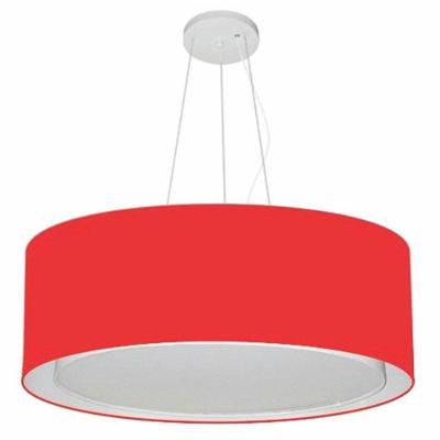 Lustre Pendente Cilíndrico Duplo Vivare Md-4126 Cúpula Em Tecido 80x30cm - Bivolt Vermelho 127/220v