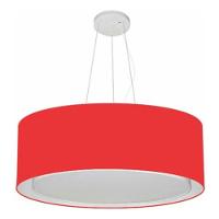 Lustre Pendente Cilíndrico Duplo Vivare Md-4126 Cúpula Em Tecido 80x30cm - Bivolt Vermelho 127/220v - 3