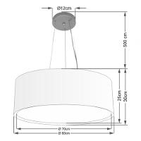 Lustre Pendente Cilíndrico Duplo Vivare Md-4126 Cúpula Em Tecido 80x30cm - Bivolt Vermelho 127/220v - 4