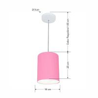 Lustre Pendente Cilíndrico Md-4012 Cúpula Em Tecido 18x25cm Rosa Bebê - Bivolt - 3
