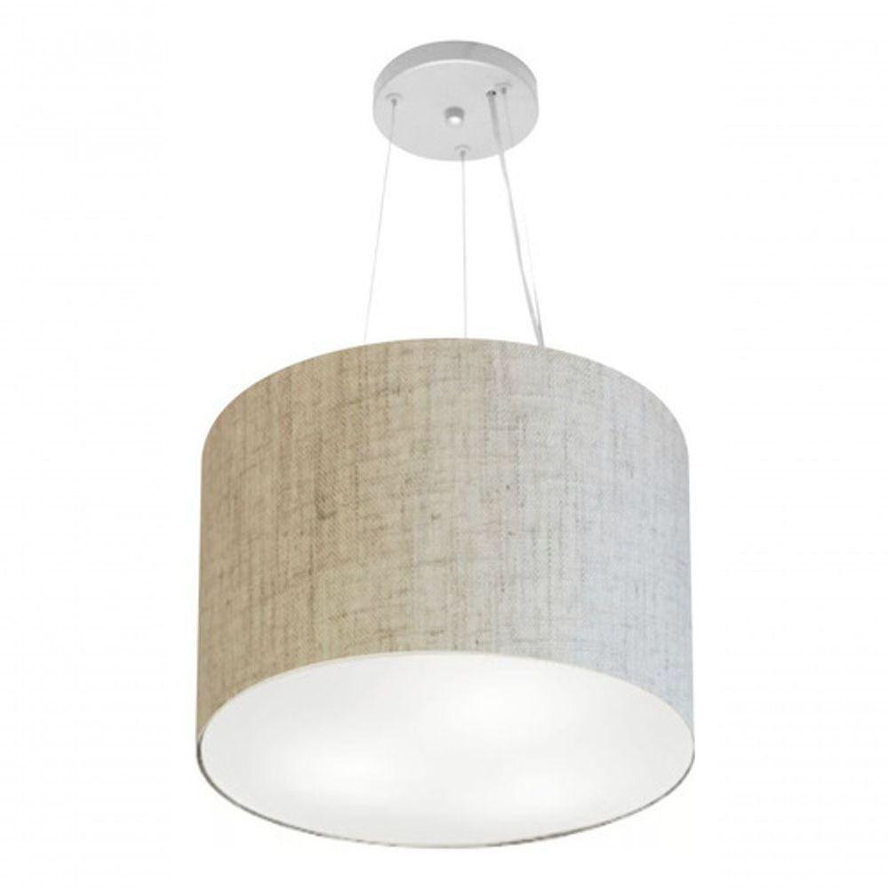 Lustre Pendente Cilíndrico Vivare Md-4183 Cúpula Em Tecido 40x30cm - Bivolt Rustico-bege 127/220v - 3