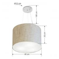 Lustre Pendente Cilíndrico Vivare Md-4183 Cúpula Em Tecido 40x30cm - Bivolt Rustico-bege 127/220v - 4