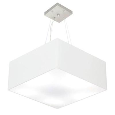 Lustre Pendente Quadrado Md-4006 Cúpula Em Tecido 21/50x50cm Branco - Bivolt