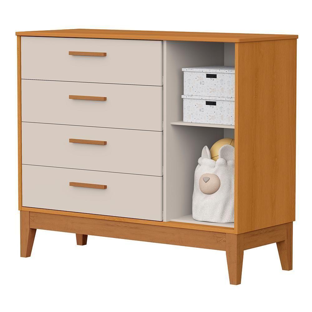 Cômoda Infantil Flip 1 Porta E 4 Gavetas Areia Fosco-savana - Reller Móveis Areia Fosco-savana - 3