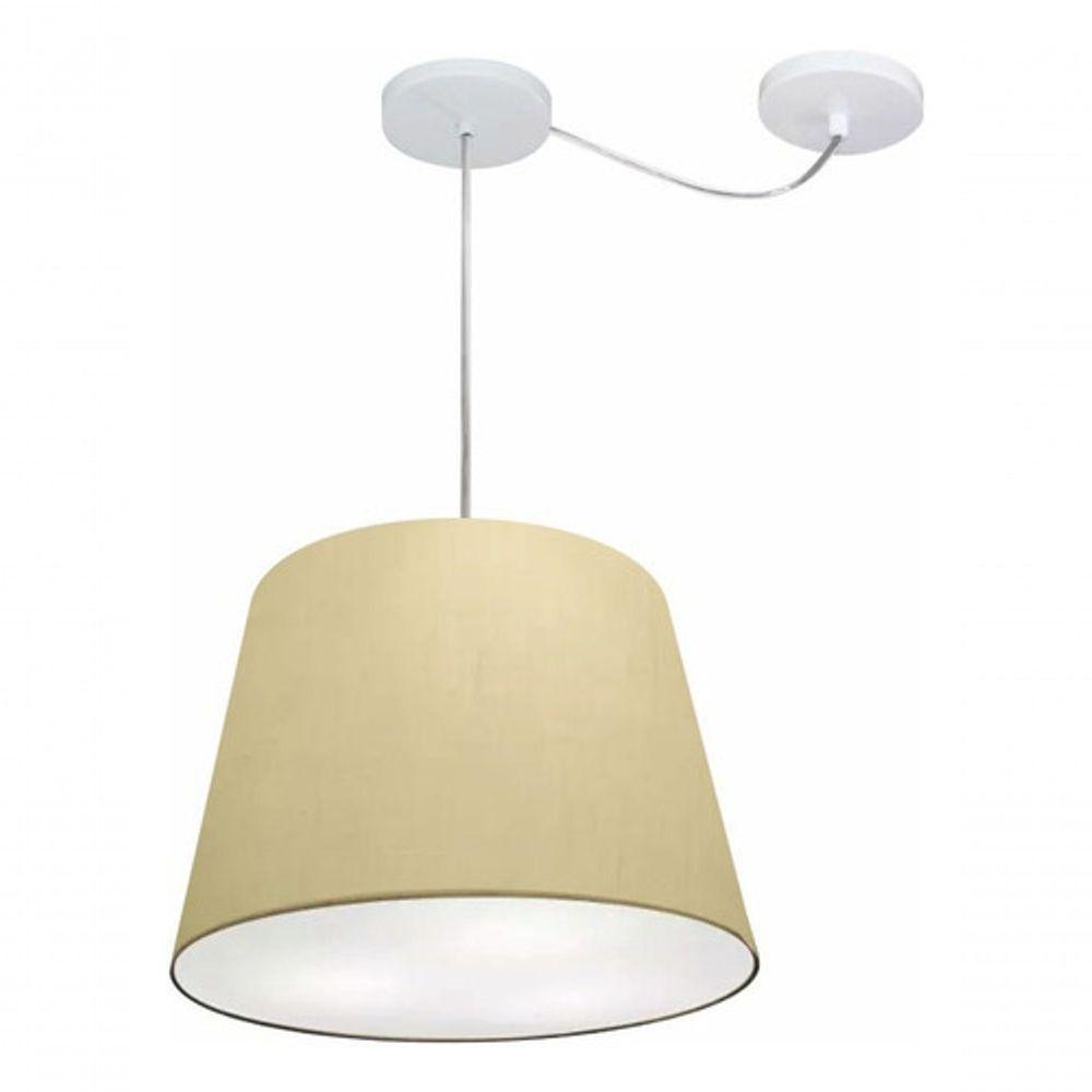 Lustre Pendente Cone Com Desvio De Centro Vivare Md-4276 Cúpula Em Tecido 30x40cm - Bivolt Algodão-crú 127/220v - 3