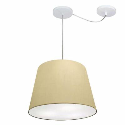Lustre Pendente Cone Com Desvio De Centro Vivare Md-4276 Cúpula Em Tecido 30x40cm - Bivolt Algodão-crú 127/220v