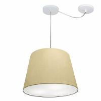 Lustre Pendente Cone Com Desvio De Centro Vivare Md-4276 Cúpula Em Tecido 30x40cm - Bivolt Algodão-crú 127/220v - 1