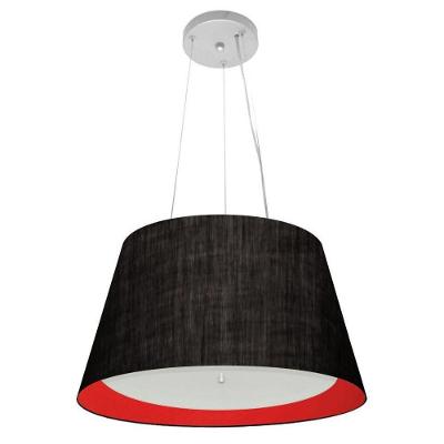 Lustre Pendente Cone Vivare Md-4119 Cúpula Em Tecido 21x40x30cm - Bivolt Preto-vermelho 127/220v