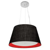 Lustre Pendente Cone Vivare Md-4119 Cúpula Em Tecido 21x40x30cm - Bivolt Preto-vermelho 127/220v - 3