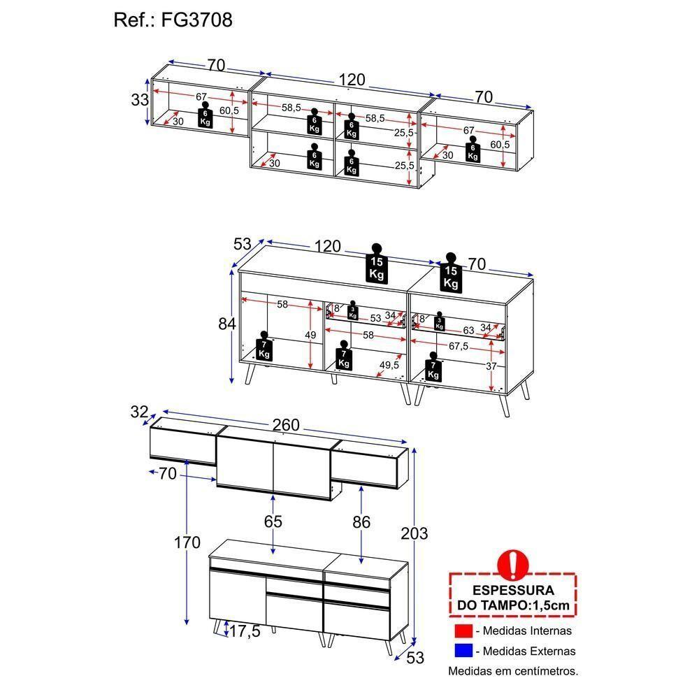 Cozinha Completa Veneza Gw Fg3708 Com Armário E Balcão Branca - 9