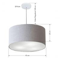 Lustre Pendente Cilíndrico Vivare Md-4243 Cúpula Em Tecido 45x25cm - Bivolt Rustico-cinza 127/220v - 5