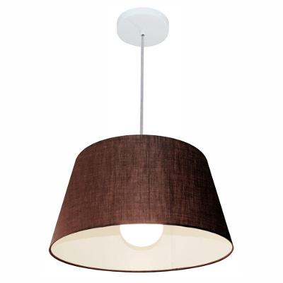 Lustre Pendente Cone Md-4039 Cúpula Em Tecido 21/40x30cm Café - Bivolt