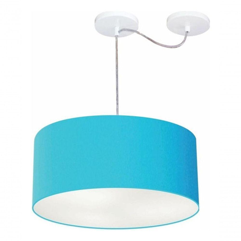 Lustre Pendente Cilíndrico Com Desvio De Centro Md-4147 Cúpula 50x25cm Azul Turquesa - Bivolt - 3