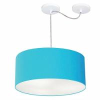 Lustre Pendente Cilíndrico Com Desvio De Centro Md-4147 Cúpula 50x25cm Azul Turquesa - Bivolt - 1