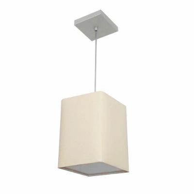 Lustre Pendente Quadrado Vivare Md-4007 Cúpula Em Tecido 25/16x16cm - Bivolt Algodão-crú 127/220v