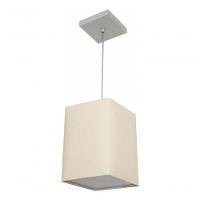 Lustre Pendente Quadrado Vivare Md-4007 Cúpula Em Tecido 25/16x16cm - Bivolt Algodão-crú 127/220v - 3