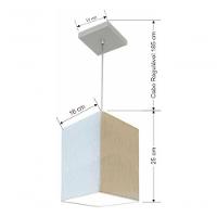 Lustre Pendente Quadrado Vivare Md-4007 Cúpula Em Tecido 25/16x16cm - Bivolt Algodão-crú 127/220v - 4