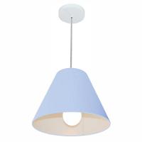 Lustre Pendente Cone Vivare Md-4028 Cúpula Em Tecido 25/30x12cm - Bivolt Azul-bebê 127/220v - 1