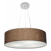 Lustre Pendente Cilíndrico Vivare Md-4190 Cúpula Em Tecido 55x15cm - Bivolt Café 127/220v - 3