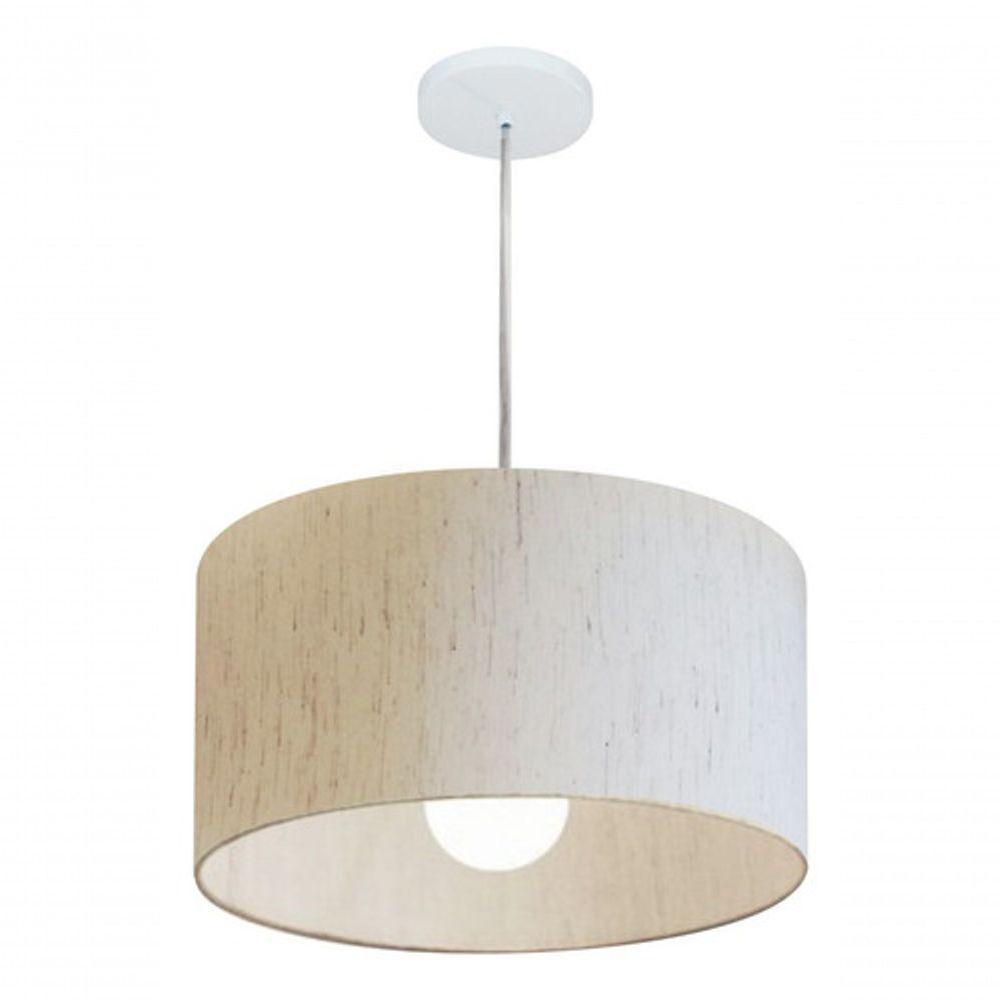 Lustre Pendente Cilíndrico Vivare Md-4202 Cúpula Em Tecido 40x25cm - Bivolt Linho Bege 127/220v - 3