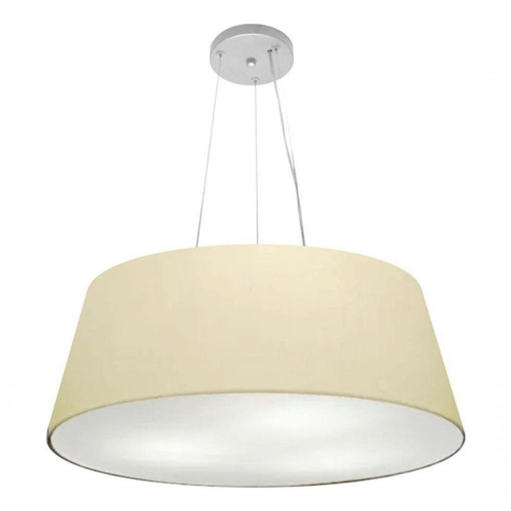 Lustre Pendente Cone Vivare Md-4002 Cúpula Em Tecido 21/60x50cm - Bivolt Algodão-crú 127/220v - 3