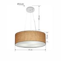 Lustre Pendente Cilíndrico Vivare Md-4184 Cúpula Em Tecido 45x15cm - Bivolt Palha 127/220v - 2