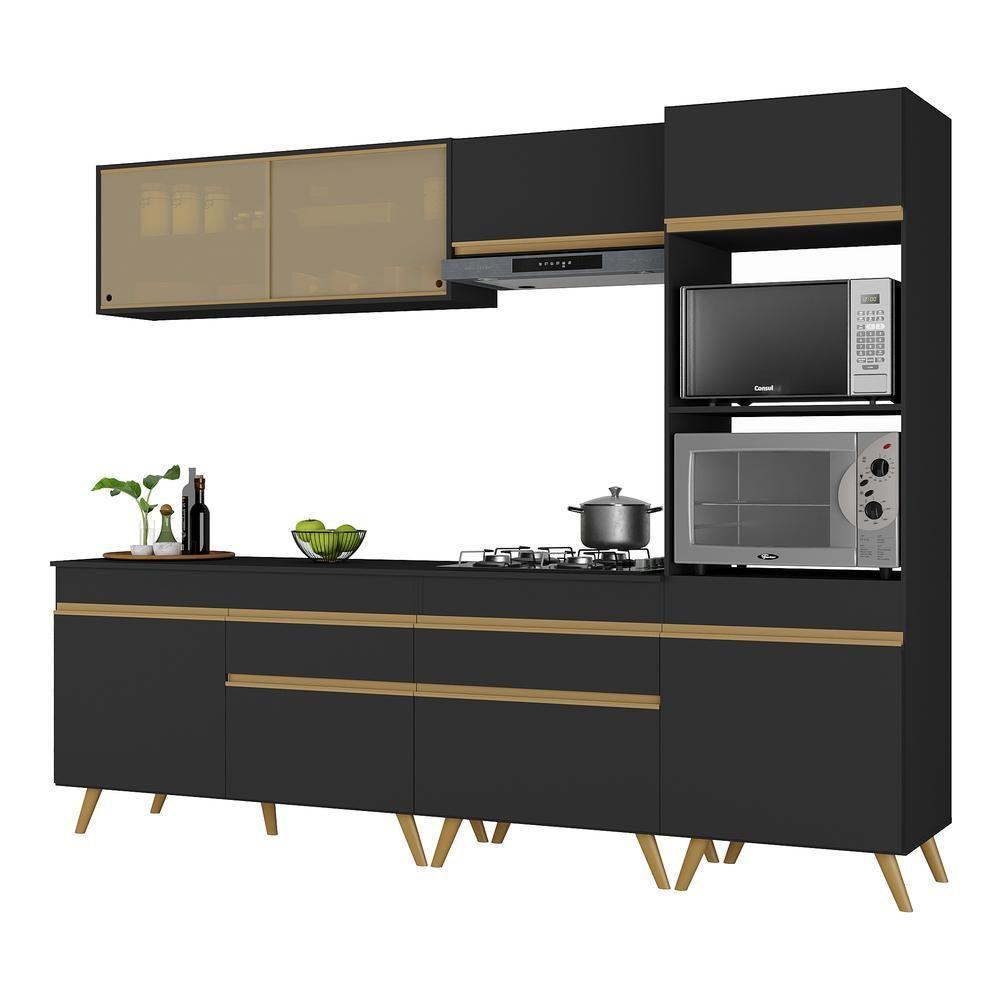 Cozinha Completa Veneza Gb Fg3715 Com Armário E Balcão Preta - 2