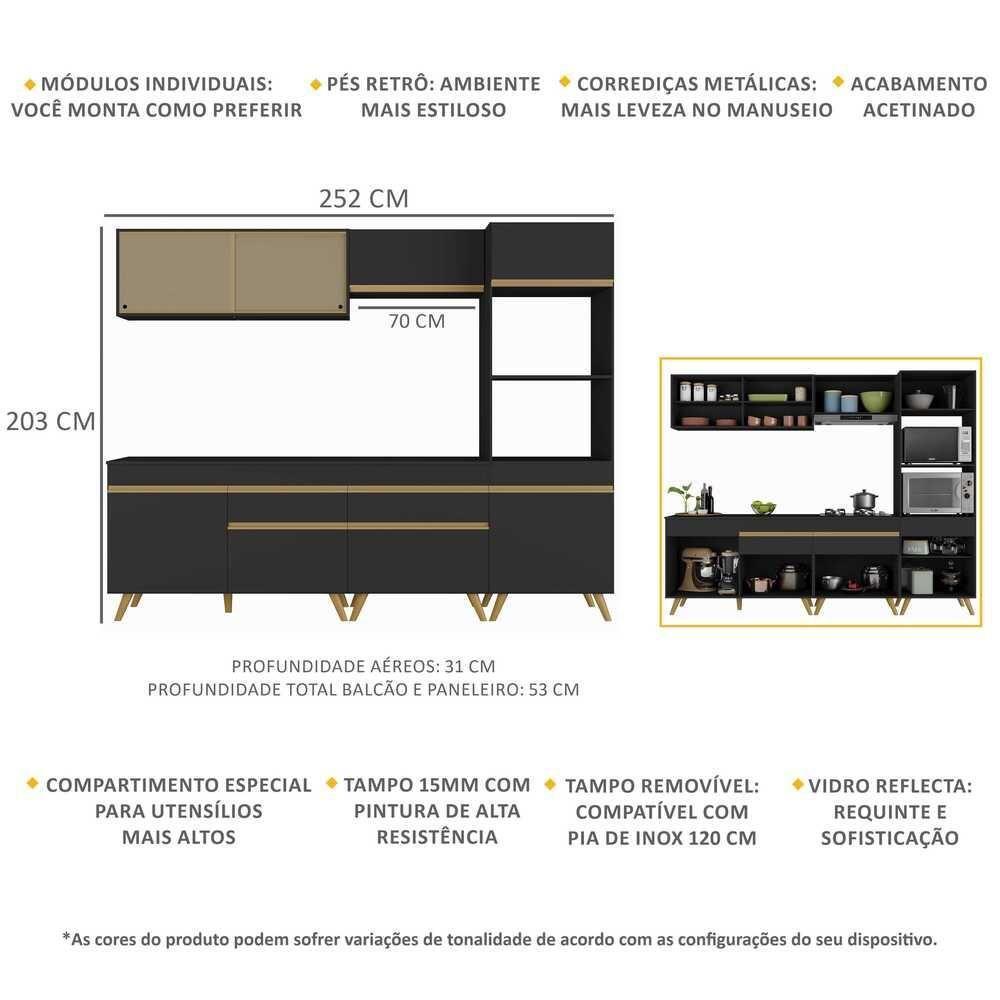 Cozinha Completa Veneza Gb Fg3715 Com Armário E Balcão Preta - 8