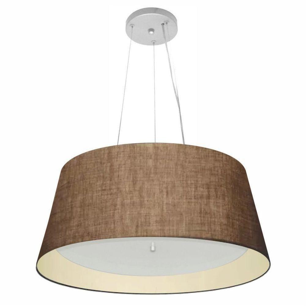 Lustre Pendente Cone Vivare Md-4015 Cúpula Em Tecido 25x60x50cm - Bivolt Café-algodão-crú 127/220v - 3