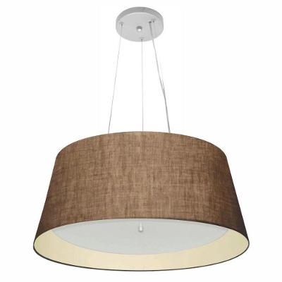 Lustre Pendente Cone Vivare Md-4015 Cúpula Em Tecido 25x60x50cm - Bivolt Café-algodão-crú 127/220v