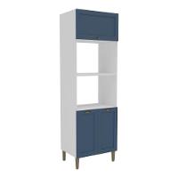 Paneleiro De Cozinha Americana Para Forno E Micro-ondas 70cm 3 Portas Multimóveis Cr20490 Branco-Azul - 1